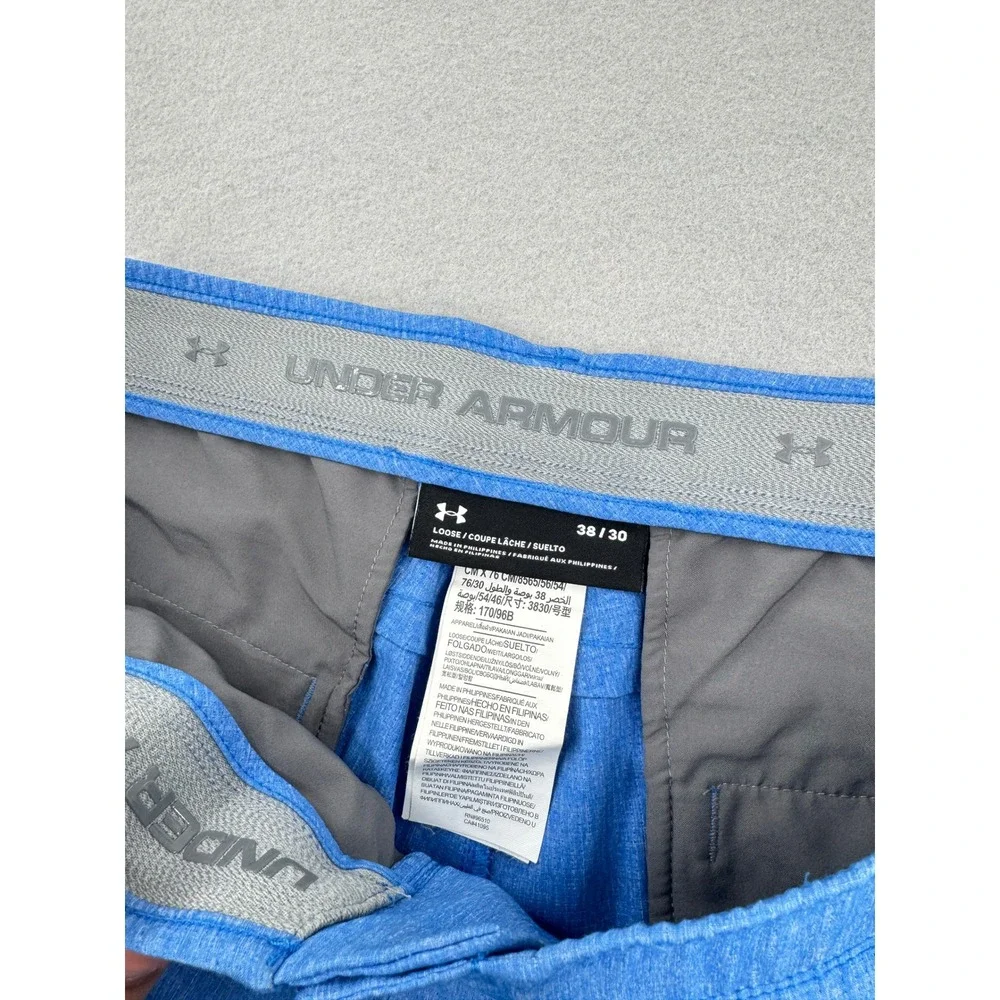 Under Armour Mens Golf Pants Blue Heathered Loose Fit 38x30 (38x29) Athleisure